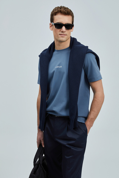 Lufian Tricou Marcus Modern Graphic Albastru închis