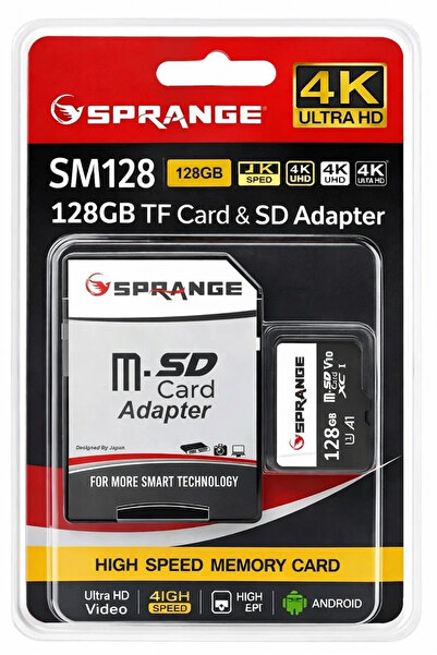 SPRANGE بطاقة ذاكرة SM128 عالية السرعة بدقة 4K فائقة الوضوح سعة 128 جيجابايت ...