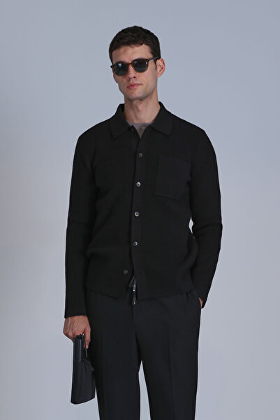 Lufian Black Solid Men's Cardigan