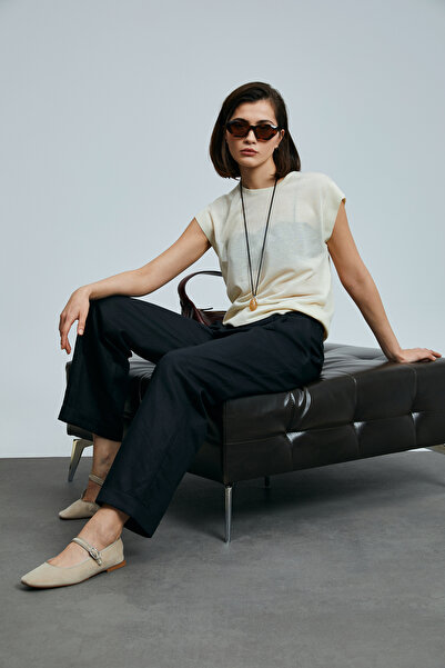 Lufian Navasa Women's Linen Trousers Black