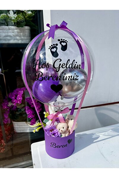 GözdeParti Yenidoğan Kız Bebek Balon Kutusu Kişiye Özel - Yenidoğan Hediyelik...
