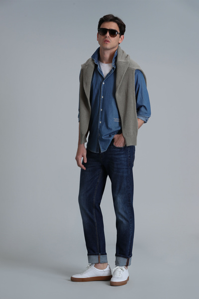 Lufian Pantaloni Blue Regular Fit Anatol Smart Jean pentru bărbați