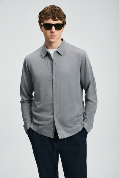 Lufian سترة كيني للرجال باللون الرمادي