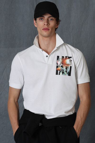 Lufian Tricou Beckham Sports Polo pentru bărbați, alb