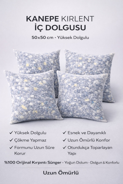 UFUK HOME 4 Adet %100 Orjinal Sünger Kanepe Kırlent İç Dolgusu Çökme Yapmaz E...