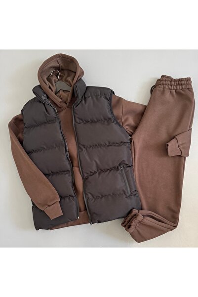 WENMİNG Ανδρικό σετ φόρμας 3-κλωνο K με κουκούλα Y σετ κοστούμι με γιλέκο 3-τ...