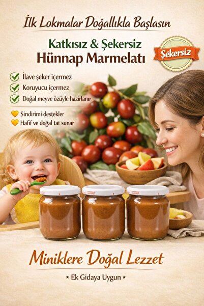 SARIMSAŞK HÜNNAP MARMELATI ŞEKERSİZ EV YAPIMI DOĞAL KATKISIZ 300GR
