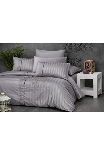METİNEV 120 Thread Count Cotton Sateen Double Duvet Cover Set - Luxury Set