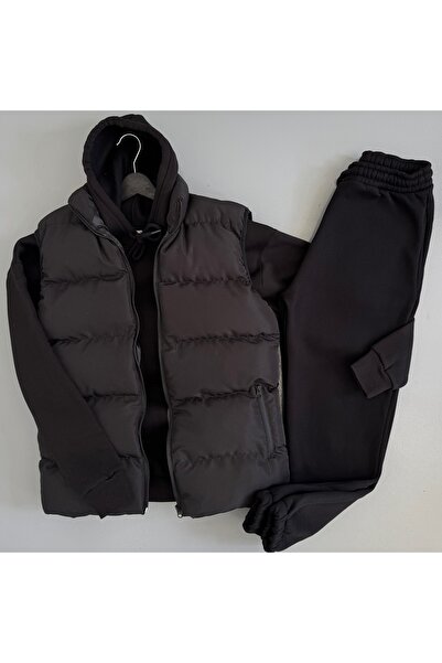 WENMİNG Ανδρικό σετ φόρμας 3-κλωνο K με κουκούλα Y σετ κοστούμι με γιλέκο 3-τ...