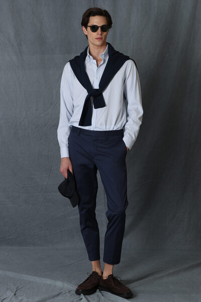 Lufian Alvı Smart muške Chino pantalone Slim Fit Navi Blue