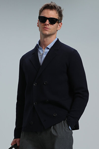 Lufian Men's Navy Blue Cardigan - Elegant Design