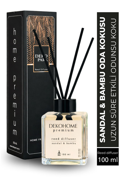 DEKOPARK Dekohome Premium Sandal Ağacı & Bambu Çubuklu Oda Kokusu 100 ml - Ka...