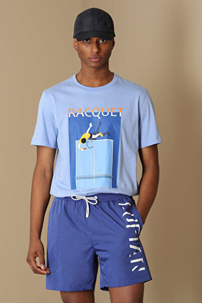 Lufian Fenza Modern Graphic T-Shirt Blue