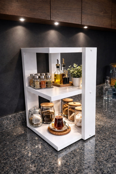 KENHOME 2 Raflı Çok Amaçlı Tezgah Üstü Organizer | Baharatlık, Makyaj ve Bany...