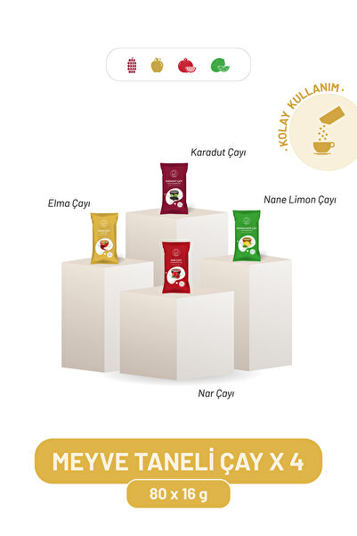 Kayla Gurme Tek Kullanımlık Meyve Taneli Çaylar 4 Çeşit (Karadut - Elma - Nar...