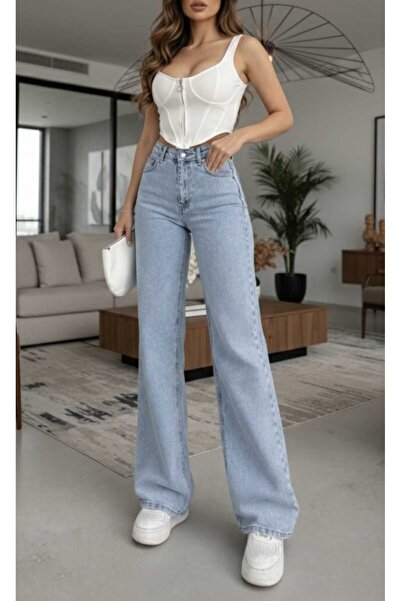 LİMABEL Elaa End Game Mavi Buz Kadın Salaş Likralı 90's Süper Yüksek Salaş Pa...