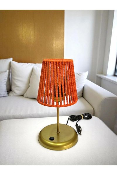 CONANA Lyris - عاكس الضوء المكرامية، مصباح طاولة صغير (رأس برتقالي، قاعدة ذهبية)