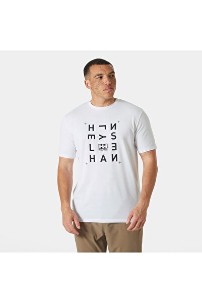 Helly Hansen Мъжка бяла тениска с кръгло деколте Skog с рециклирана графика