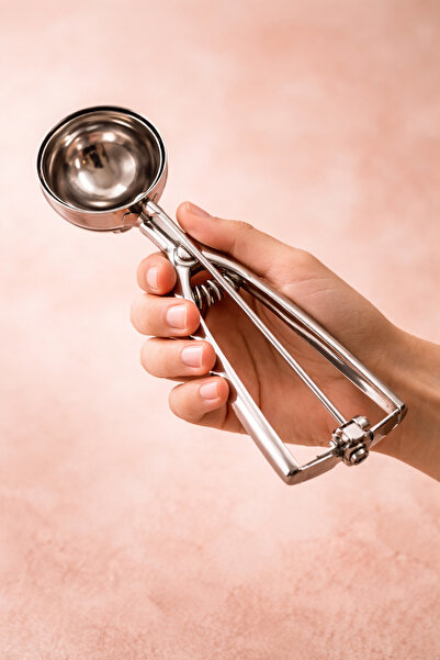 Nobrand Paslanmaz Çelik Mekanizmalı Dondurma ve Kurabiye Porsiyon Kaşığı- 5 c...