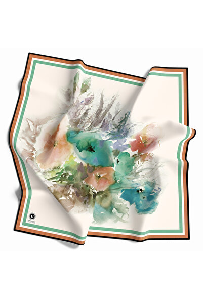 VİOLLA Rayon Zincir Desenli Mint Yeşili Renkli 90x90 Eşarp (İpek İçermez) Ken...