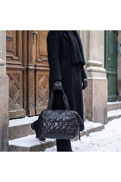 Moda Lime Geantă de damă din material textil parașută, detaliată laterală, go...