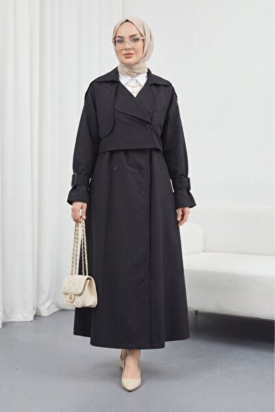 HİJABAYA Eteği Pliseli Bolerolu Kemerli Trençkot