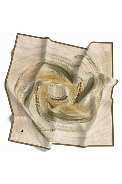 VİOLLA Rayon Fırça Darbesi Desenli Haki Renkli 90x90 Eşarp (İpek İçermez) Dik...