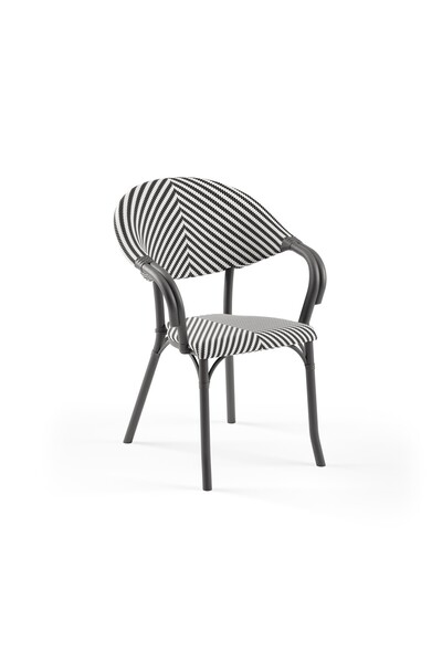 Tilia Flash-N Polipropilen Kollu Sandalye Siyah Beyaz File - Bahçe, Balkon, D...