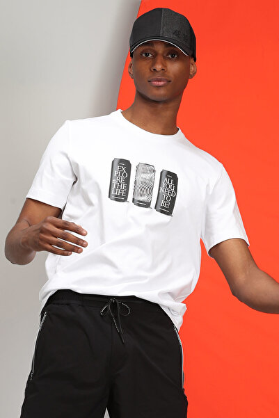 Lufian Christ Men's Graphic Basic T-Shirt White