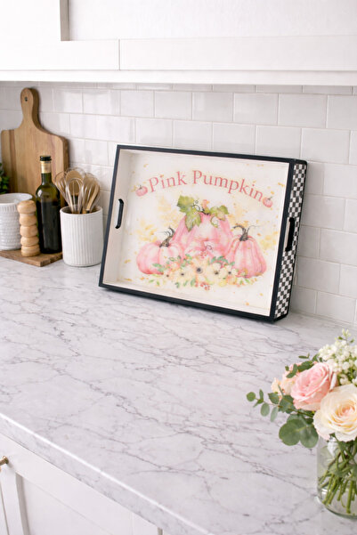 IremTasarimAtolyesi Dekoratif Tepsi Sunum Tepsisi Eskitme El Boyama Ahşap Tep...