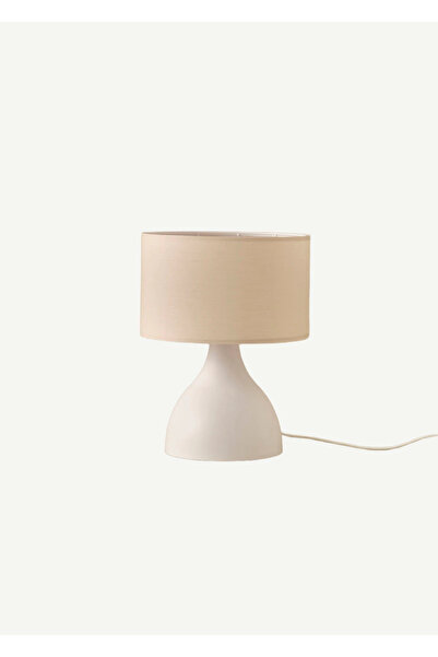 Bella Maison Kona Abajur Silindir Başlıklı Krem- Beyaz (25x15x34 cm)