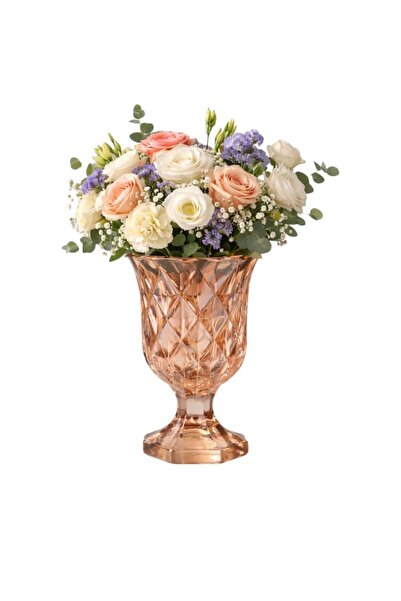 OEM Vaza decorativa din sticla premium, aurie, stil modern elegant, 19 cm