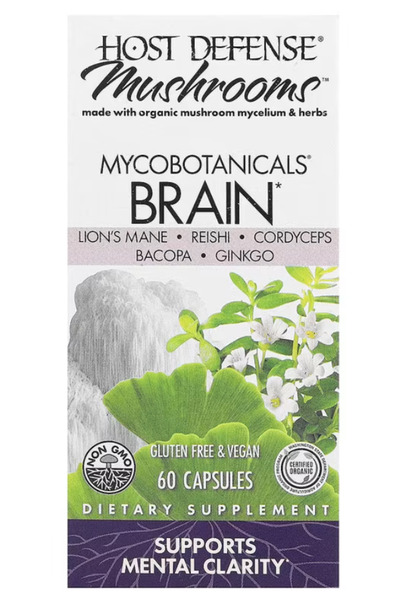 Host Defense MycoBotanicals Brain - Brain Support with Lion's Mane, Reishi & ...
