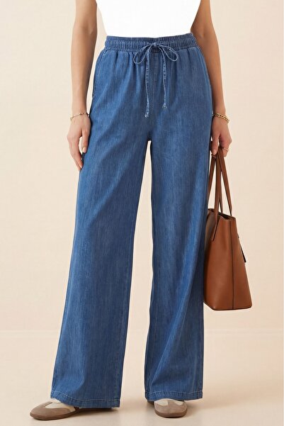HİJABAYA Φαρδύ τζιν με λεπτομέρεια από δαντέλα και ελαστική μέση