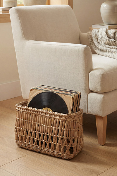 HAKİCİ Çok Amaçlı Doğal El Yapımı Hasır Plaklık - Kitaplık - Gazetelik - Derg...