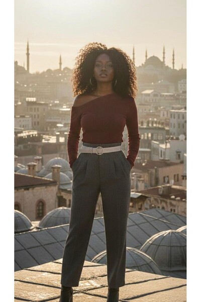 SİBELİZE Kayık Yaka Women's Burgundy Body