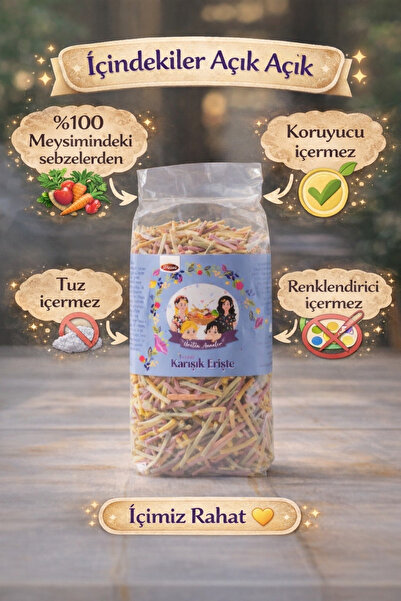 Paşalı Tuzsuz Karışık Sebzeli Erişte 500 gr