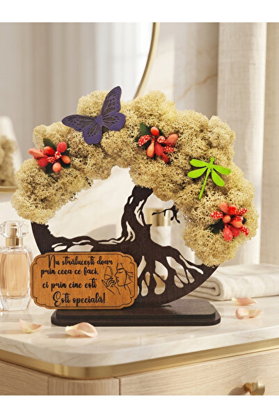 OEM Cadou Copacul Vietii, cu licheni stabilizati, din lemn wenge, „Esti speci...