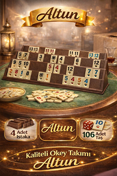 Altun Büyük Boy Plastik Istaka Melamin Taş Okey Takımı