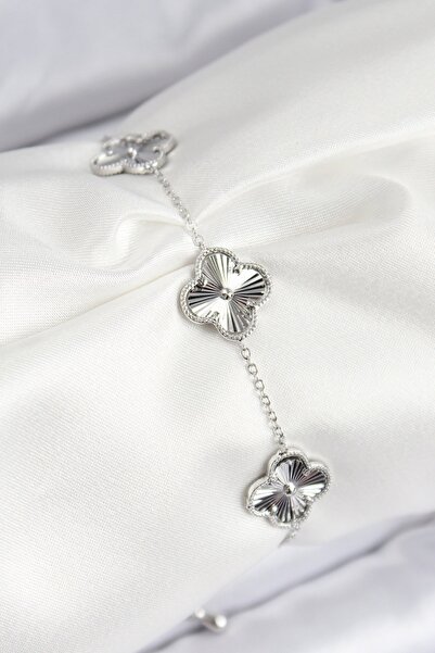 Leyaton سوار نسائي من النحاس الفاخر طراز Yonca باللون الفضي - TJ-BB7782 TG/Tm...