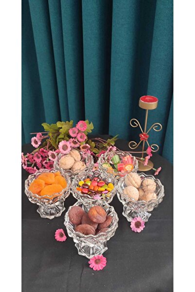 Badelihome 6 Lı Cam Reçellik Ayaklı Sunumluk çerezlik lokumluk şık tasarım 11...