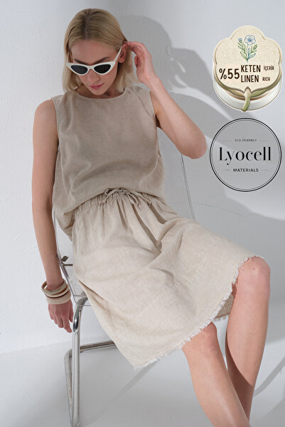 Maule Λινό Lyocell με κουμπιά στην πλάτη, γυναικεία μπλούζα με λαιμόκοψη ποδη...