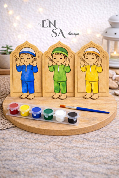 PİNK DESİGN KİTCHEN Namaz Kılan Çocuk Ahşap Boyama Seti – Ramazan Etkinlik Se...