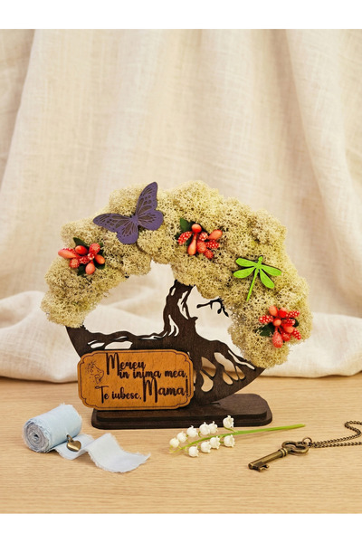 OEM Cadou Copacul Vietii, cu licheni stabilizati, din lemn wenge, „Mama”, 15c...