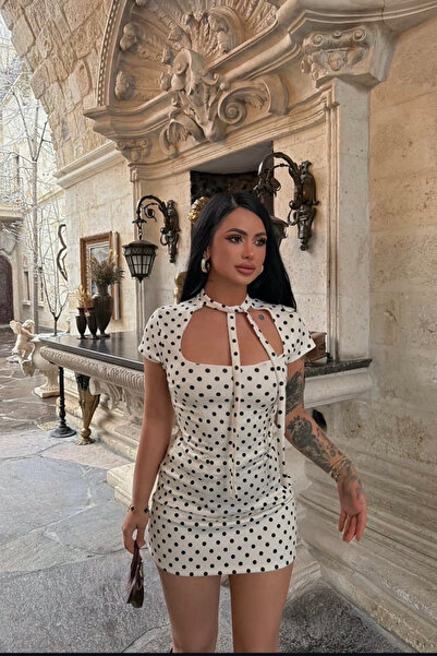 Love Fab Square Neckline, Tied Detail, Zr Model, Basic Mini Dress with Poinse...