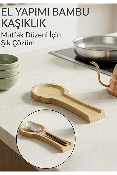 BRE HOME Bamboo Spoon Rest - Natural Wood Look Kitchen Spoon Rest Stand