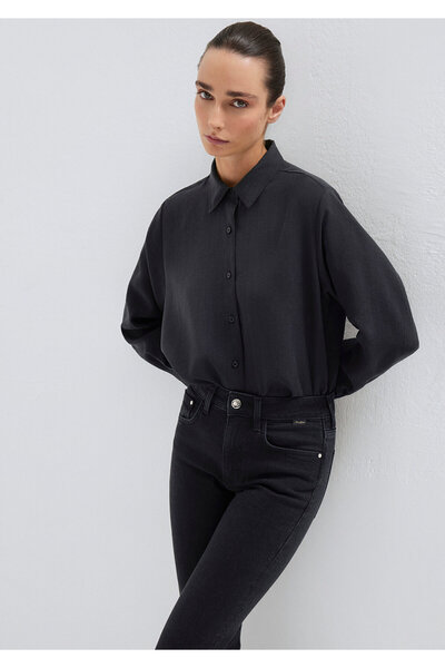 Mavi Siyah (TENCEL™) Gömlek Loose Fit / Bol Rahat Kesim 1211373-900