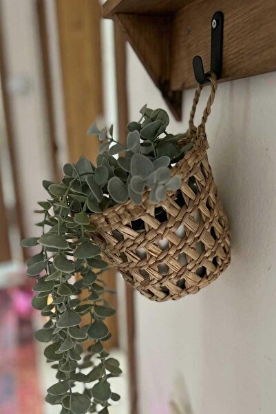 HAKİCİ Dekoratif Çok Amaçlı Doğal El Yapımı Hasır Saksı Sepet / 10x10CM