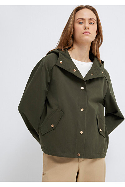 Mavi Kapüşonlu Haki Ceket Oversize / Geniş Kesim 1110812-80714