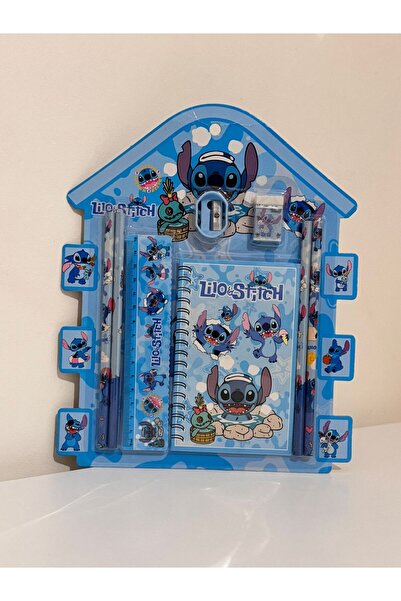 synshop 2Y Shop Kırtasiye Okul Seti Stitch -4 Kalem silgi Kalemtıraş Cetvel N...